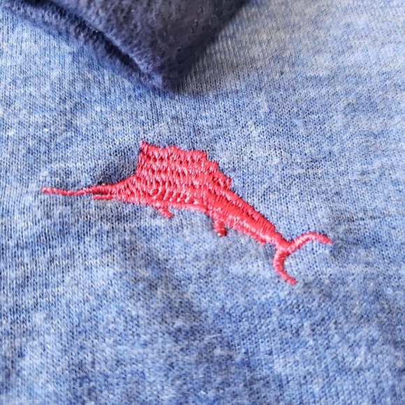 Tommy Bahama Baseball Tshirt Crew Neck Long Sleeve Blue Size Medium Blue Fleece - Picture 2 of 6